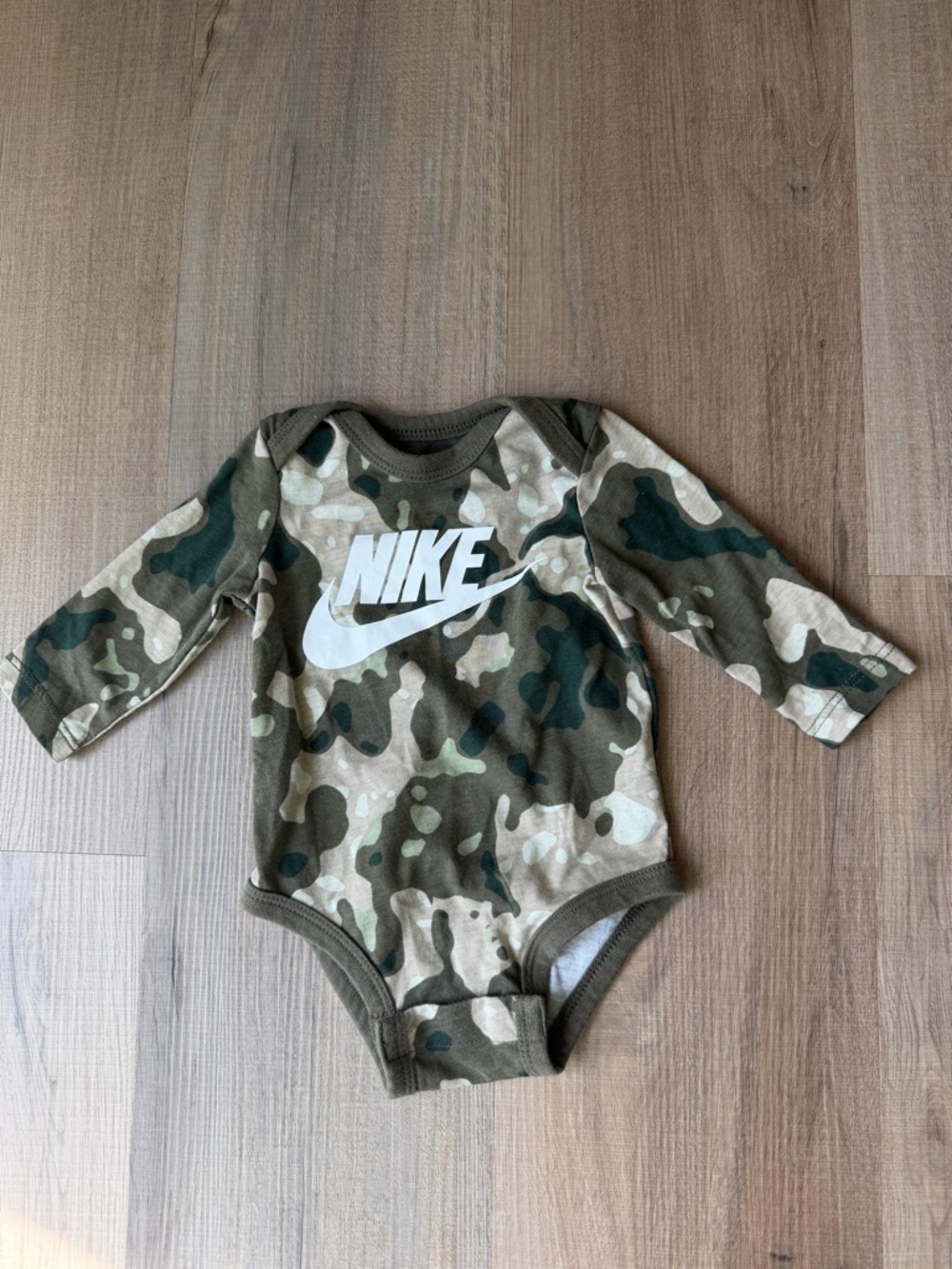 Nike Green Camo Long-Sleeve Baby Bodysuit